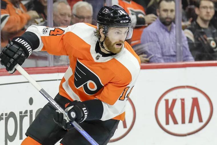 Center Sean Couturier leads the Flyers with 10 goals and a plus-13 rating.