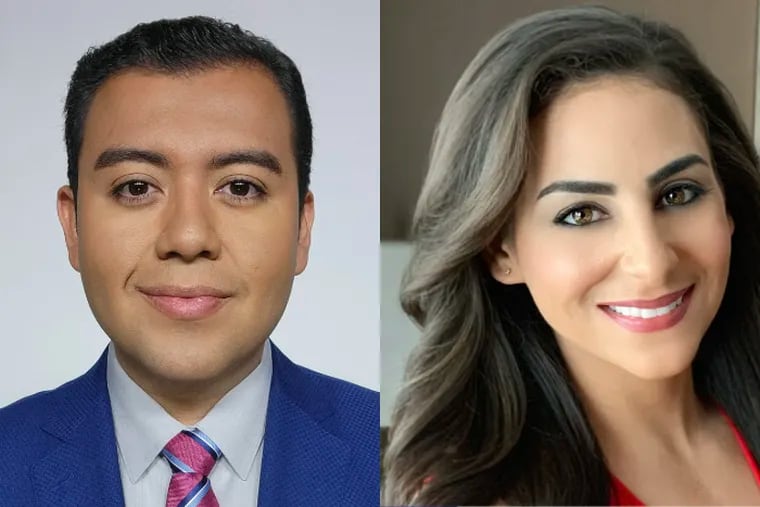 Meteorologists Marvin Gómez (left) and Michelle Rotella will begin appearing on NBC10 and Telemundo62 broadcasts starting next week.