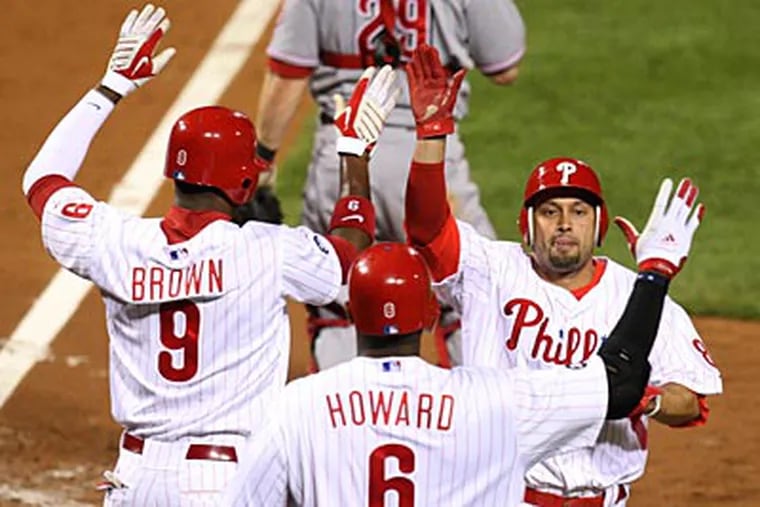The Phillies rallied to beat the Reds 7-4 after trailing 4-0 heading into the bottom of the fifth. (Steven Falk / Staff Photographer)