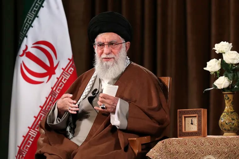 Iranian Supreme Leader Ayatollah Ali Khamenei addresses the nation on a televised speech, in Tehran on Sunday.