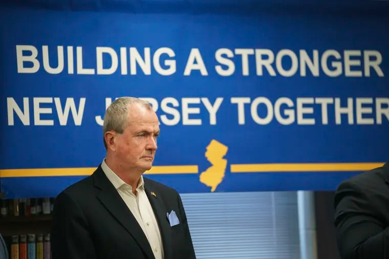 New Jersey Gov. Phil Murphy shown here during a press conference at Maple Shade High School, in Maple Shade, NJ, Tuesday, February 11, 2020.