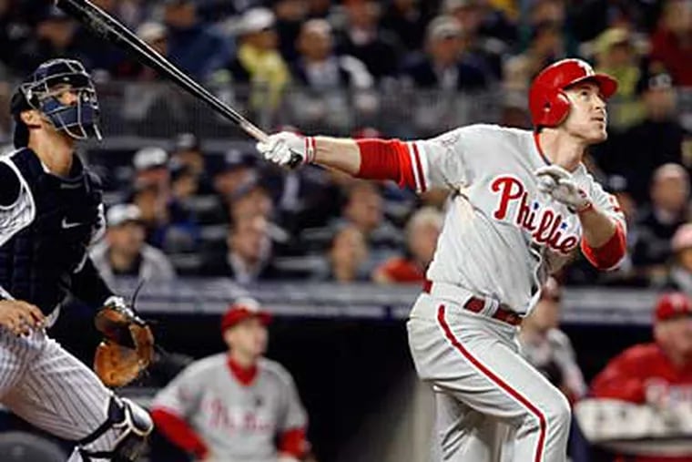 Chase Utley's hit two home runs off of Yankees starter C.C. Sabathia to help propel the Phillies to a 1-0 World Series lead. (Ron Cortes / Staff Photographer)