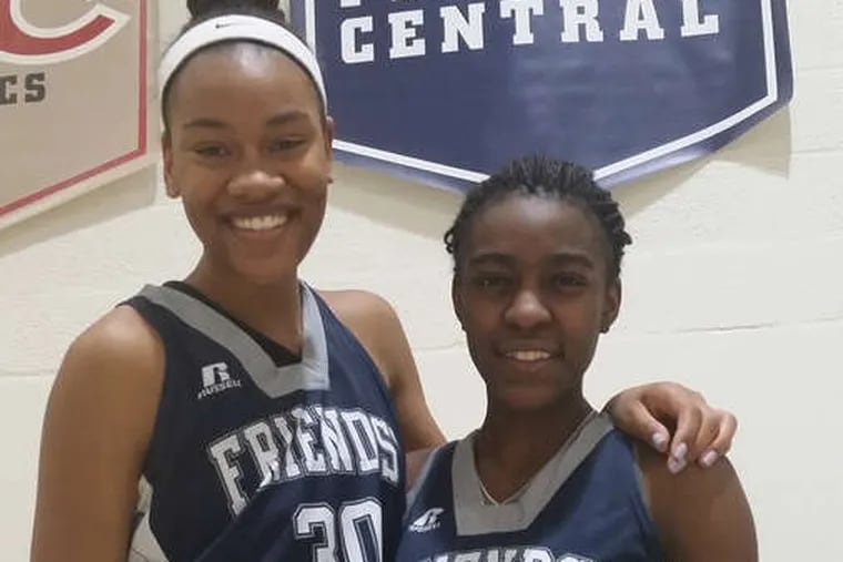 Leading the way for Friends' Central are Mikayla Vaughn (left), a 6-foot-3 sophomore, and team captain Iyanna McCurdy, a junior. KATE HARMAN / For The Inquirer
