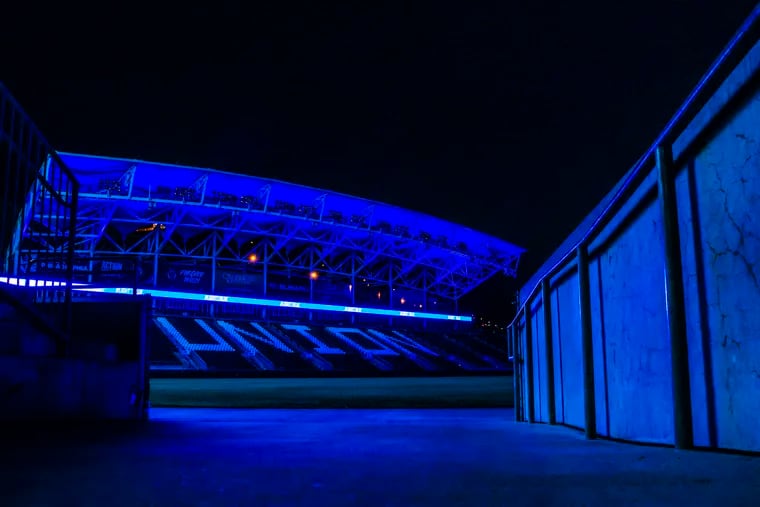 The  Union have been lighting up Subaru Park in blue as part of the region-wide show of support for health care workers fighting the coronavirus pandemic.