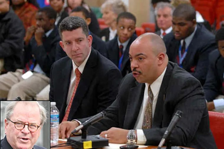Chief Justice Ronald D. Castille (inset) got the backing of the entire state Supreme Court for new rules governing Philadelphia courts. Philadelphia District Attorney Seth Williams (right) predicted the changes would have a "huge impact." (Tom Gralish / Staff)