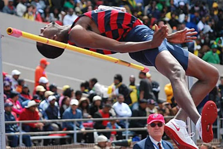 Penn high jumper Maalik Reynolds has soared as high as 7 feet, 5 3/4 inches. (Jonathan Tannenwald/philly.com)