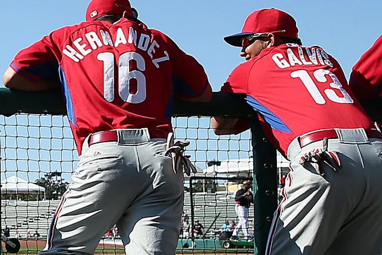 The Phillies' Cesar Hernandez and Freddy Galvis. (Yong Kim/Staff Photographer)
