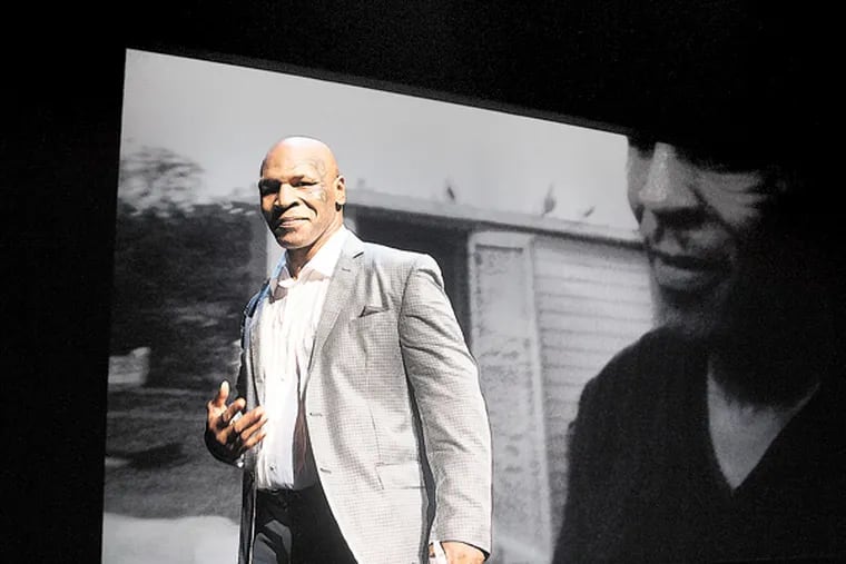 Mike Tyson, ex-heavyweight boxing champ, at his New York show, which he’ll bring May 2 to the Academy of Music. DONALD TRAILL / Invision