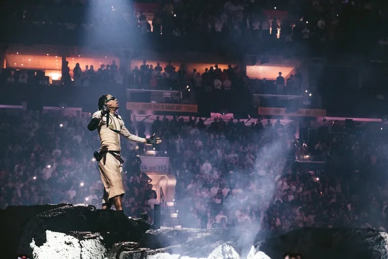 Rapper Travis Scott "shakes the rafters" at the Wells Fargo Center during his "Utopia – Circus Maximus Tour" stop in South Philly on Dec. 10, 2023.