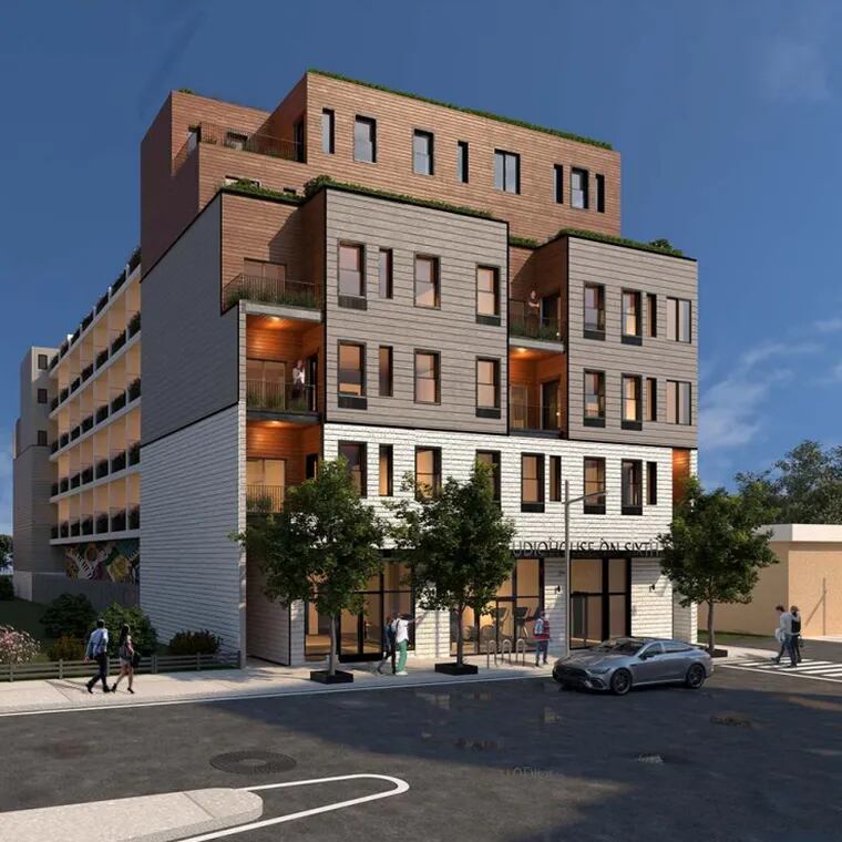 Fringe Development's proposed 60-unit apartment building in Kensington, with the rendering as seen from Sixth Street.