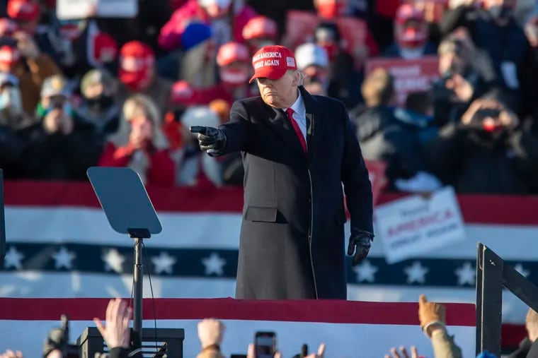 Donald Trump at a campaign rally at the Wilkes-Barre Scranton International Airport in 2020.