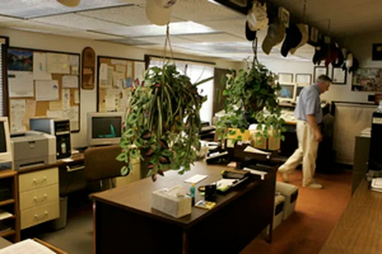 Bill Brown in his office, above, which occupies much of the former bedroom space on the expanded second floor, above left. It was created in 1988. &quot;I can definitely spread out here,&quot; says the electrical-engineering consultant.