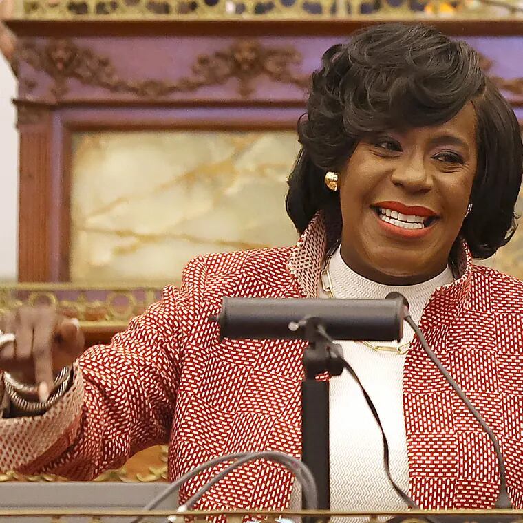 Philadelphia Mayor Cherelle L. Parker delivers her first budget address in City Council chambers in Philadelphia, Pa. on Thursday, March 14, 2024.