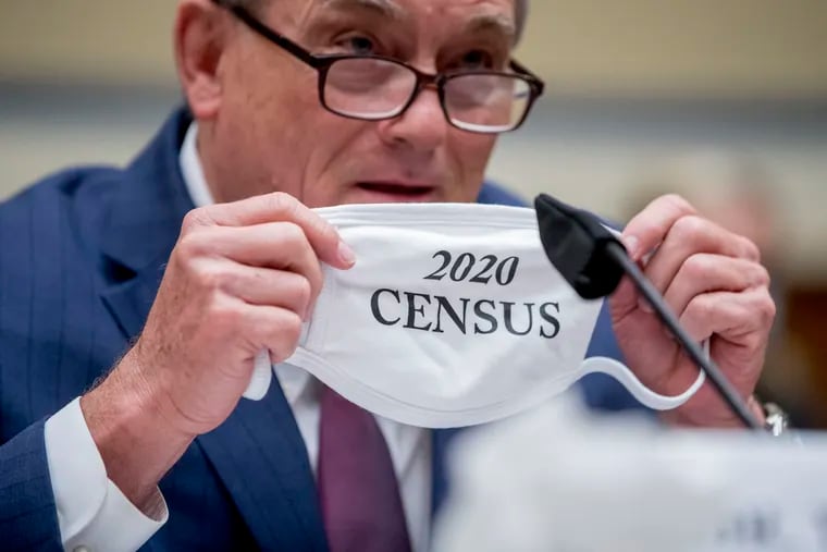 Census Bureau director Steven Dillingham held up his mask with the words "2020 Census" as he testified this week before a U.S. House Committee on Oversight and Reform hearing on the 2020 Census​ on Capitol Hill.