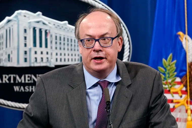 Jeffrey Clark, then-assistant attorney general for the Environment and Natural Resources Division, speaks during a news conference at the Justice Department in Washington, on Sept. 14, 2020.