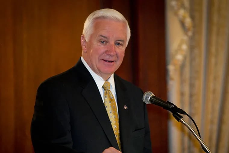 Pennsylvania Governor Tom Corbett addresses group of business leaders at Union League on Tuesday, April 15, 2014. ( ALEJANDRO A. ALVAREZ / STAFF PHOTOGRAPHER )