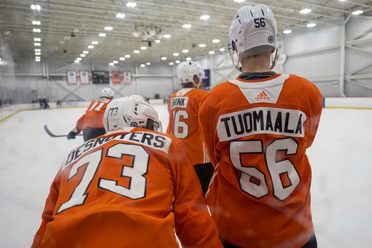 Philadelphia Flyers practice during rookie camp at the Flyers Training Center in Voorhees, N.J.