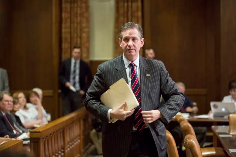 Bruce Castor after speaking at a hearing in Harrisburg in 2016.