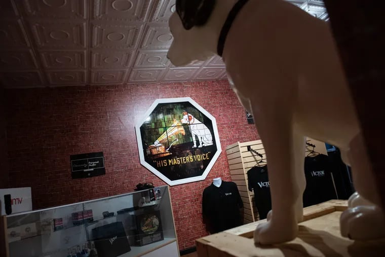 Depictions of Nipper, the icon of the RCA Victor music empire founded in and synonymous with Camden, inside the Victor Vault, a live music venue and recording studio in Berlin Borough, NJ.