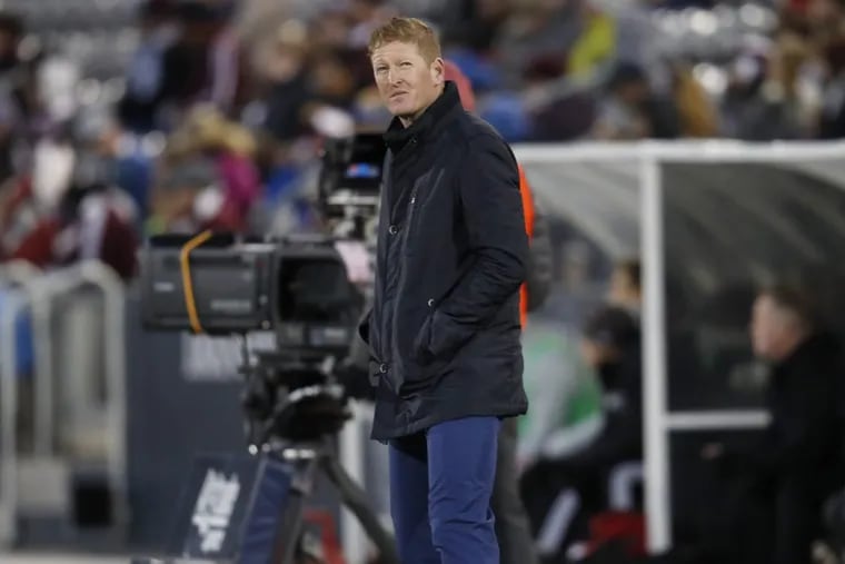 Philadelphia Union manager Jim Curtin watched his team give up a second-half hat trick to the Colorado Rapids’ Dominique Badji.