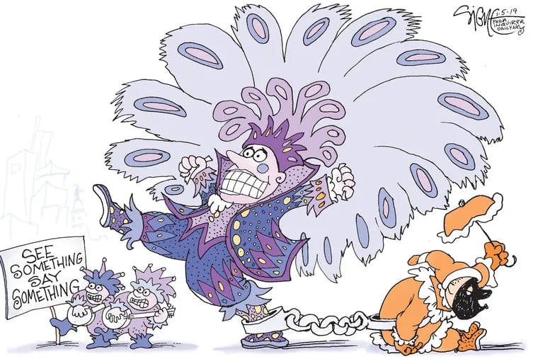 The Mummers' fine-feathered mess.