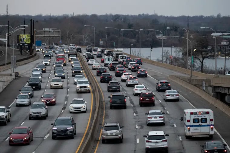 Traffic was moving this day in January along I-76, the Schuylkill Expressway.  Philly roads are some of the most congested in the nation.