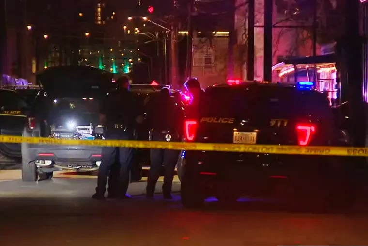 In this image made from video provided by KSAT, San Antonio police officers work the scene of a deadly shooting at the Ventura, a music venue in San Antonio, Texas, Sunday, Jan. 19, 2020. Texas authorities says at least a few people were killed and several others were injured following the shooting during the concert inside the club.