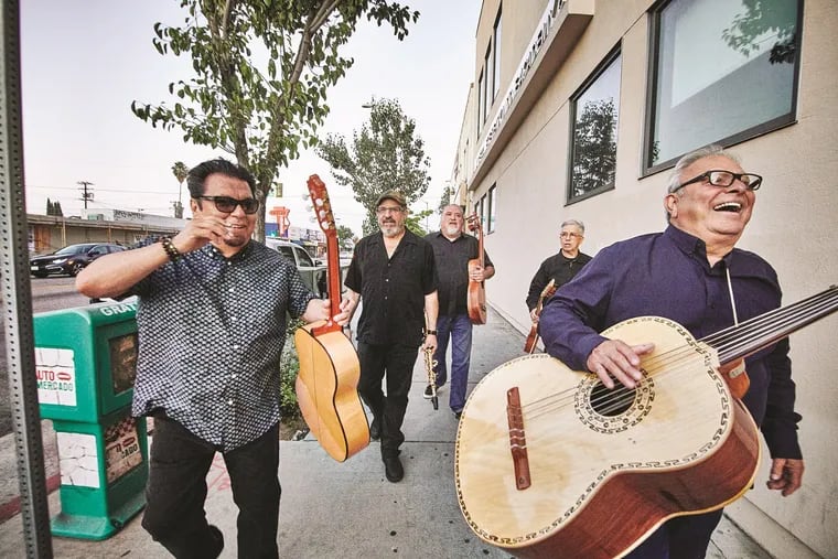 Los Lobos, left to right: Cesar Rosas, Steve Berlin, David Hidalgo, Louie Perez and Conrad Lozano. The band plays City Winery Philadelphia on Sunday and Monday.