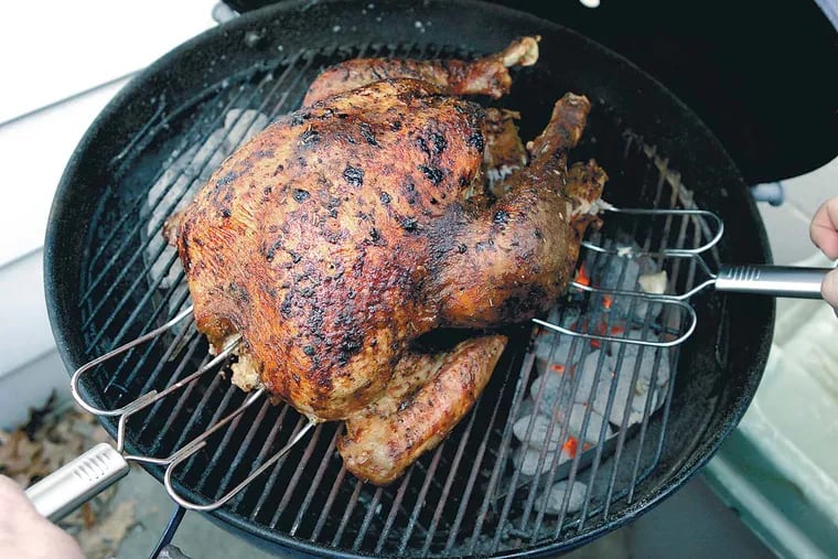 “The best darn turkey in the world,” lifted off with special forks. You’ll be thankful you didn’t stash that grill away.