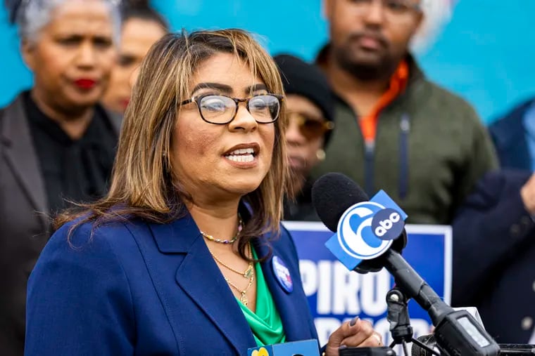 Quetcy Lozada speaks at an event in September. Lozada won a seat on Philadelphia City Council Tuesday, and will replace her former boss, Maria Quiñones-Sánchez, who resigned to run for mayor.