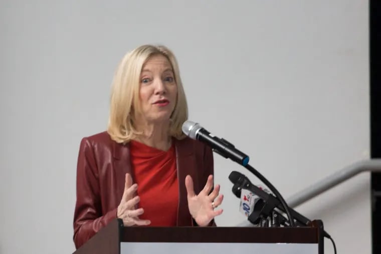 Amy Gutmann, president of the University of Pennsylvania, speaking at Penn Alexander School.