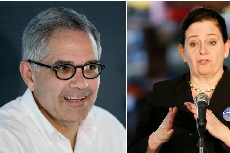 Democrat Larry Krasner (left) and Republican Beth Grossman will face off in the Nov. 7 general election for Philadelphia District Attorney.