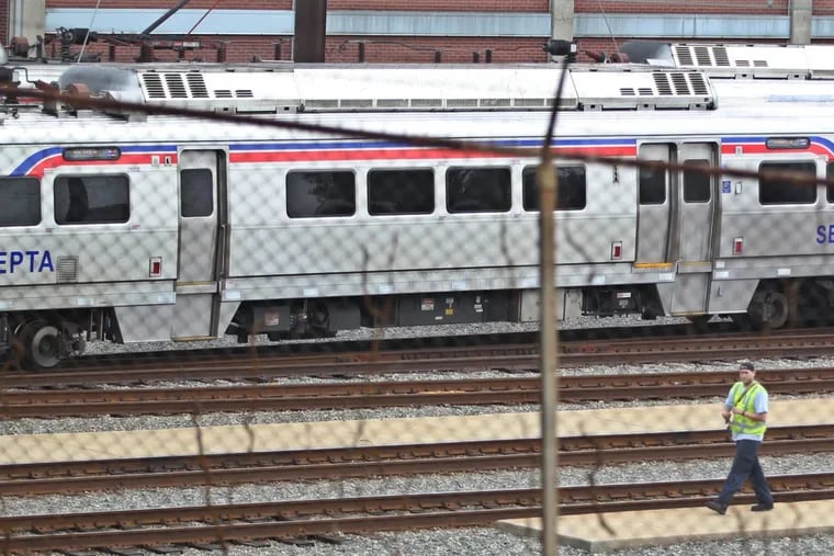This July 2016 photo shows SEPTA’s current Silverliner V cars parked at the Wayne Junction SEPTA Station yard.