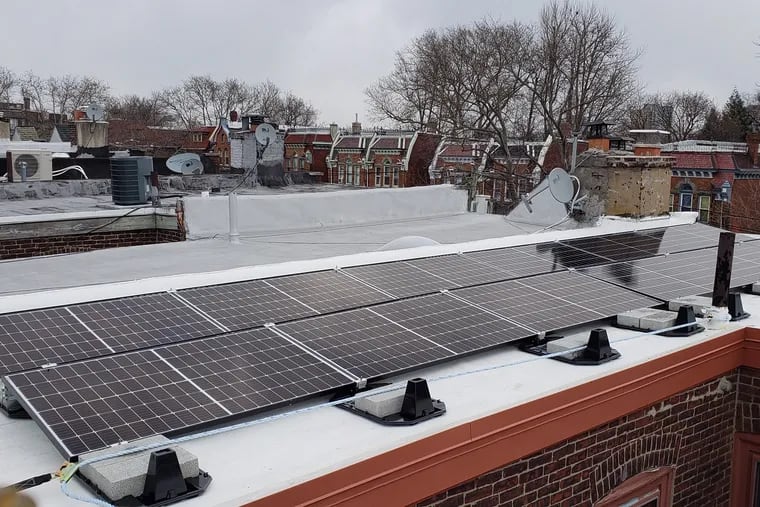 Solar panels on the roof of a West Philadelphia home.