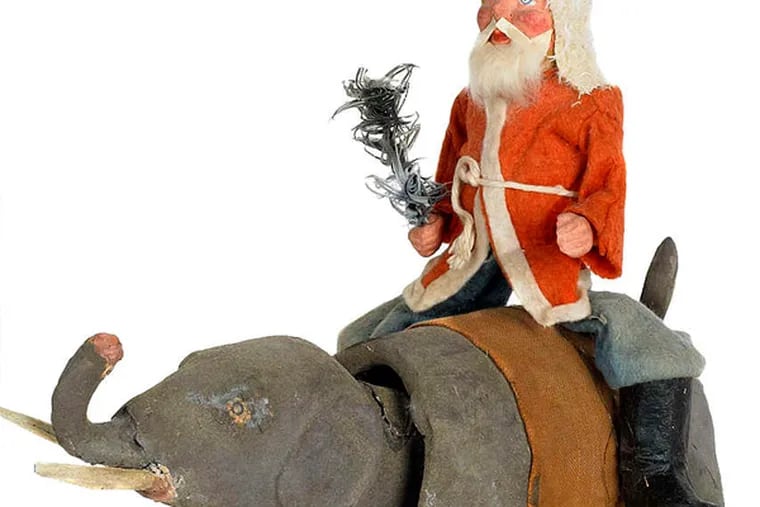 Pook and Pook has items suitable for the season, such as this composition Santa Claus riding an elephant.