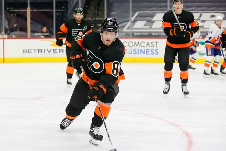 Flyers left winger Joel Farabee is tied for the team lead with 10 goals.