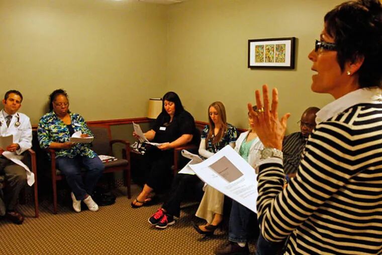 Registered dietitian Judy Matusky leads a Bryn Mawr Family Practice group appointment. (Ron Cortes / Staff Photographer)