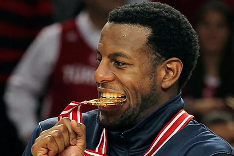 Sixers Andre Iguodala played for team USA in the World Basketball Championship. (AP Photo/Thanassis Stavrakis)
