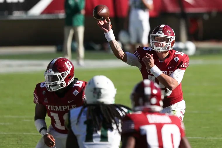 Temple quarterback Anthony Russo passes against South Florida on  Oct. 17. Temple won, 39-37.