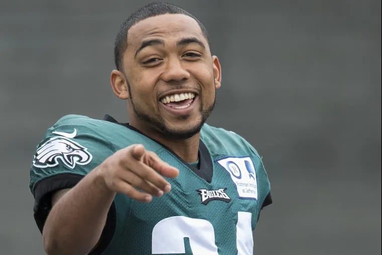 Eagles rookie running back Donnel Pumphrey heads to practice at the NovaCare Complex September 6, 2017.