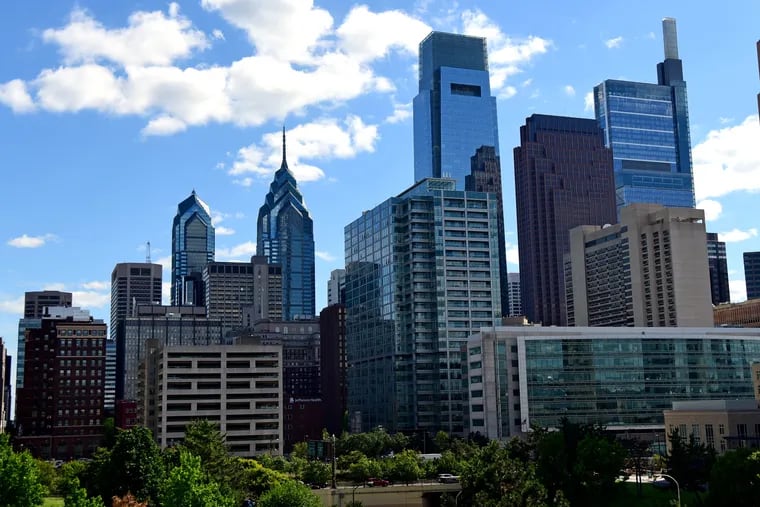 The Center City Philadelphia Skyline is seen from North 15th Street June 12, 2019. Only 12 public companies out of Philly's 100 largest have no women on the board of directors.