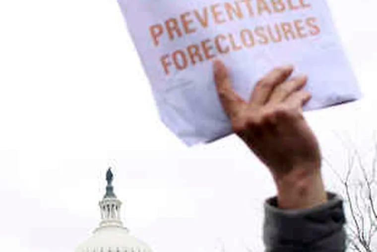 Foreclosure victims staged a rally on Capitol Hill in March 2009, seeking government help.