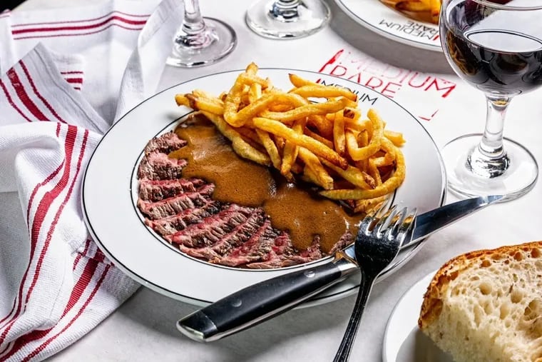 The specialty of Medium Rare, in fact the only menu item, is steak frites with a special sauce.