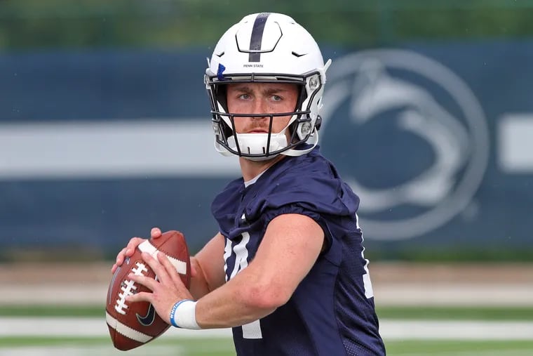 Penn State football quarterback Sean Clifford (14) during the team's second practice of the preseason on Aug. 3, 2019. CRAIG HOUTZ / For the Inquirer