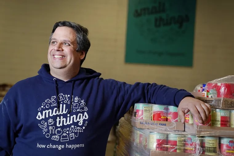 Vito Baldini, once addicted to heroin but now a minister, is the executive director of Small Things, which distributes food from a warehouse in Roxborough.