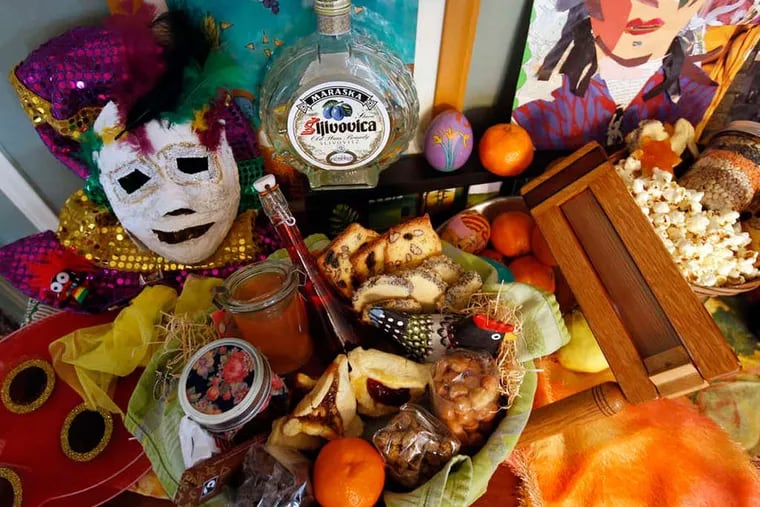 A Purim food basket, a holiday where Jews dress up and celebrate in ways that some compare to Halloween on Thursday, February 19, 2015. ( YONG KIM / Staff Photographer )
