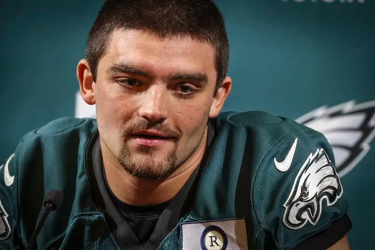 Eagles fourth-round draft pick Will Shipley, a running back from Clemson, speaks to reporters at the NovaCare Complex on Friday.