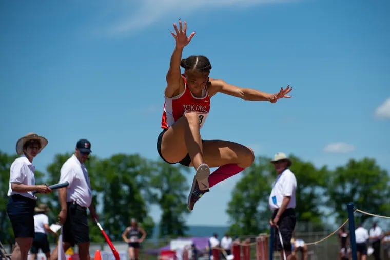 Christina Warren from Perkiomen Valley won the triple jump with a leap of 41 feet, 4 1/2 inches.