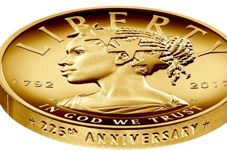 The $100 gold coin with a new depiction of Lady Liberty marks the U.S. Mint's 225th anniversary.