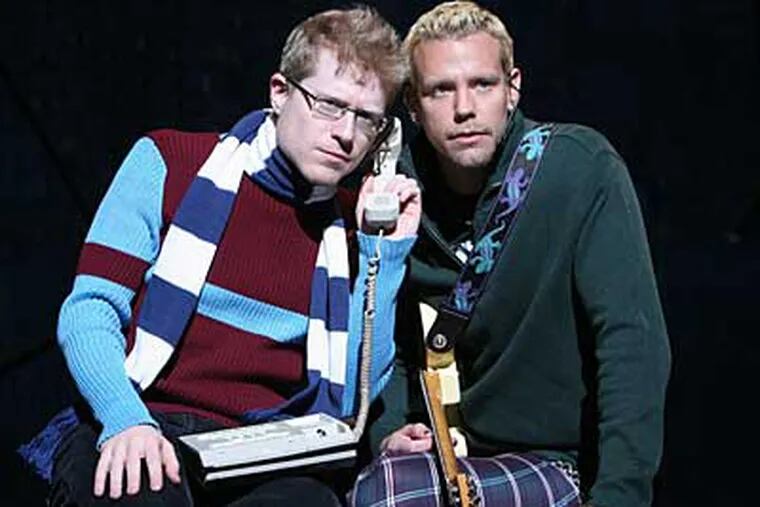 Adam Pascal (right) and Anthony Rapp are still talk-singing the roles they originated as Roger - the HIV-positive musician who falls in love with (sort of) doomed Mimi - and Mark, Rent's documentary-filmmaking narrator.